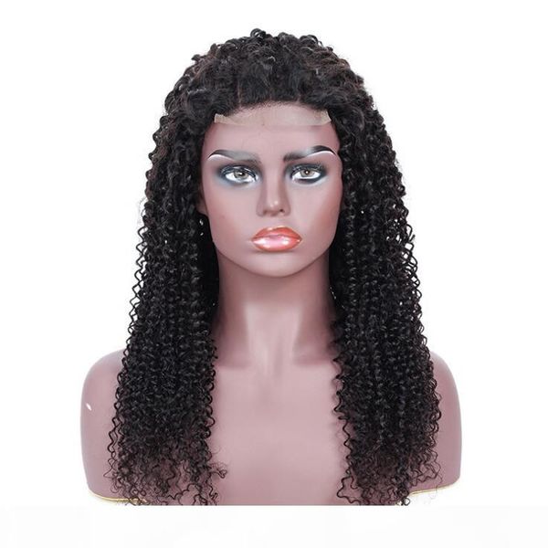 

seller brazilian human hair kinky curly 10"-24" women lace front wigs 4*4 hair wigs europe africa fashion full hand weaving, Black;brown