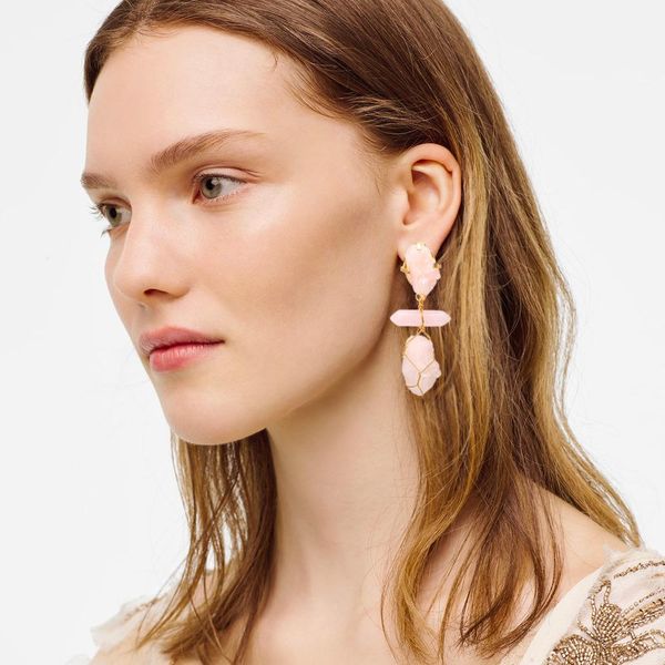 

серьги из ручного розового драгоценного камня все-матч геометрические асимметричные ушные подвески женские ювелирные изделия из ручной работ