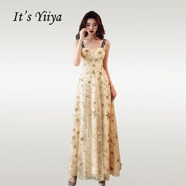 

it's yiiya prom gowns shining stars pattern women party night dresses elegant spaghetti strap ankle-length prom dress e6851, White;black
