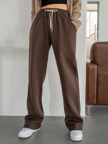 

dazy drawstring waist slant pocket pants t8uu#, Black;white