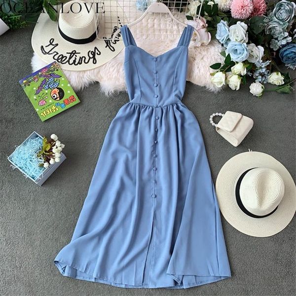 

solid a line 2021 summer dress women bohemian vintage button long dresses pleated stretch slim lady vestidos 12153, Black;gray