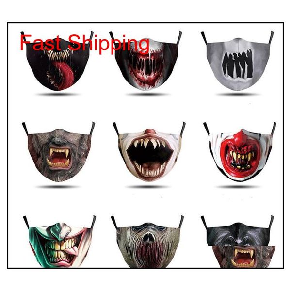 

design halloween party cosplay masks washable joker face mask printing mask halloween protection vampire cotton o qyleoj nana_shop, Silver