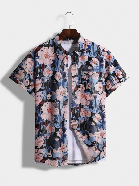

men random floral print shirt without tee n3ip#, White;black