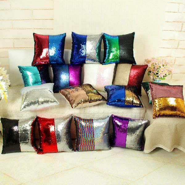 

sequin mermaid pillow case 38 colors 40*40cm cushion cover home decoration sofa bed decor decorative pillowcase