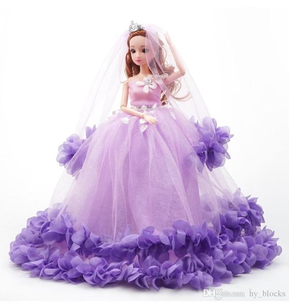 

40cm wedding dress barbie doll princess evening party clothes colorful wears long dress outfit set accessories kids girl birthday gift