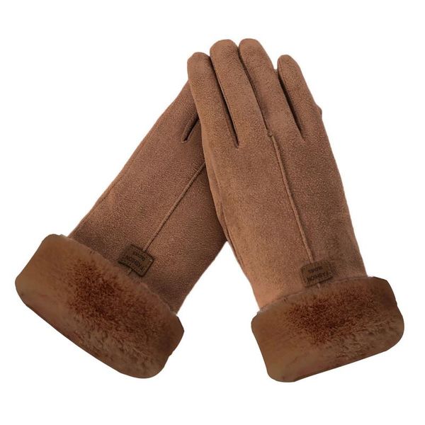 

sagace new ladies winter gloves solid color casual female furry warm full finger gloves lady outdoor driving windproof, Blue;gray