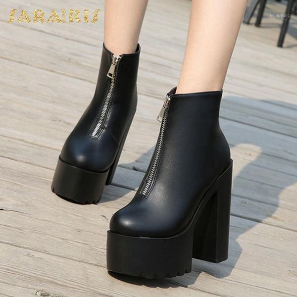 

sarairis 2020 new arrivals square high heels black shoes ladies boots female zip up platform spring autumn ankle boots women1