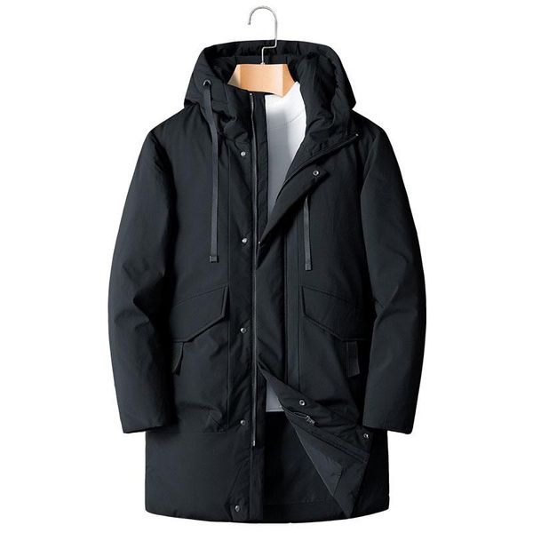 

men's down & parkas shan bao 5xl 6xl 7xl 8xl hooded long jacket classic brand clothing thick warm comfortable casual loose 90% coat, Black