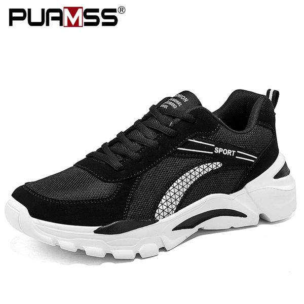 

new summer lac-up men casual lightweight breathable walking sneakers fashion male shoes feminino zapatos 201130, Black