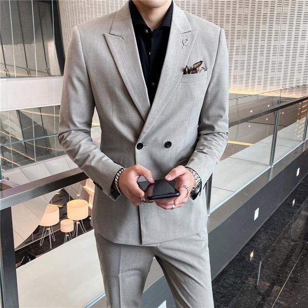 

men's suits & blazers the 2021 han edition cultivate morality leisure suit men marry handsome groom coat two-piece business, White;black