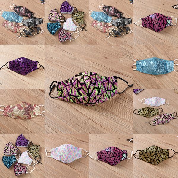 

u9fipu bling sequined masks nightclub party anti-dust pm2.5 adjustable mouth reuse face mask in stock 3 n