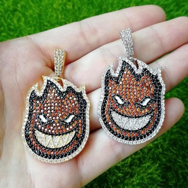 

cubic gold mens zircon fashion-pendant color iced out jewelry hip hop rock necklace with rope chainbieo