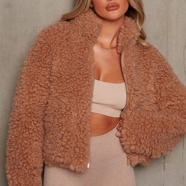 

2021 the new new european and female american stuffed short lamb wool coat t2ma, Black;brown