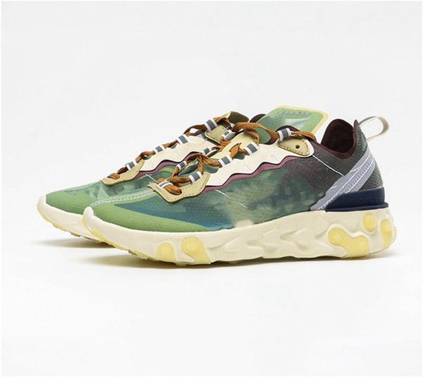 

react element 87 blue chill solar red men essential shoes sport breathable outdoor sneakers f33806, Black