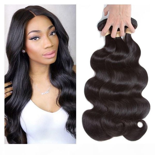 

8a grade brazilian human hair body wave 3 bundles virgin human hair weave bundles peruvian indian virgin hair total 300g natural black color