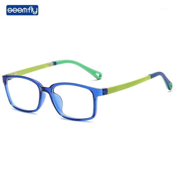 

seemfly square anti-blue light children glasses anti-radiation glasses hd lens optical eyeglasses soft plain spectacles unisex1, Black