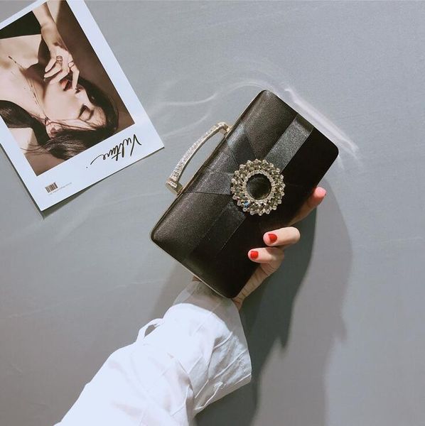

fashion black women leather evening bag dinner party lady wedding flower clutch purse