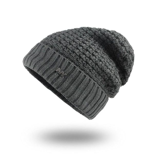 

flb] men winter hat knitted beanies skullies warm bonnet caps baggy brand solid thicken winter hats for men women f18014 jllupr, Black;white