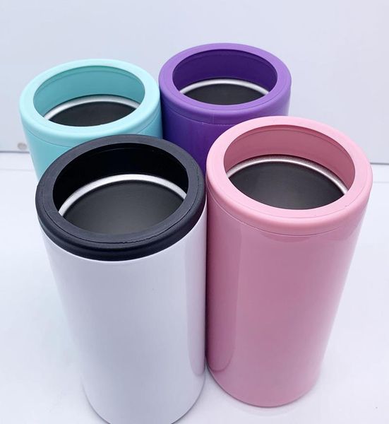 DIY Wärmesublimation Dosenkühler Tassen 12oz Slim StraightCan Isolator Blank Skinny Double Wall Edelstahl VacuumCoolerDIY LLS103-WLL