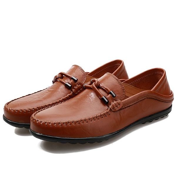 

2021 men leather shoes soft moccasins flat shoe outdoor fashion spring autumn man casual loafers shoes, Black
