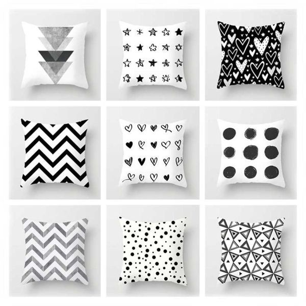 

cushion/decorative pillow geometric cushion cover with white and black stripe braid point wave love diamond upholstery sofa pillowcase1