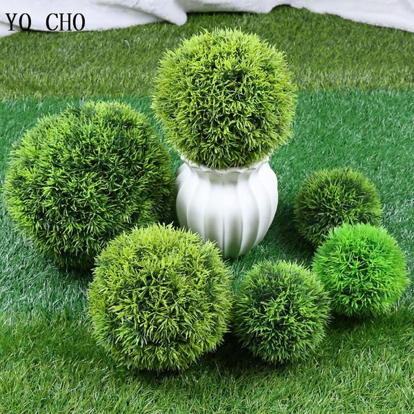 

decorative flowers & wreaths artificial green grass ball plant ary hanging garland home wedding party simulation decoration plants