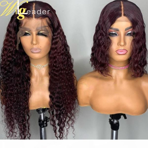 

o t d s wigleader remy preplucked 99j curly 180%bob lace frontal wigs curly lace wigs, Black