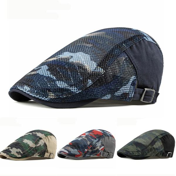 

beret cap summer sun hats for men women breathable men trucker mesh cap adjustable camouflage ivy newsboy flat cap berets h wmtqvg, Black;white