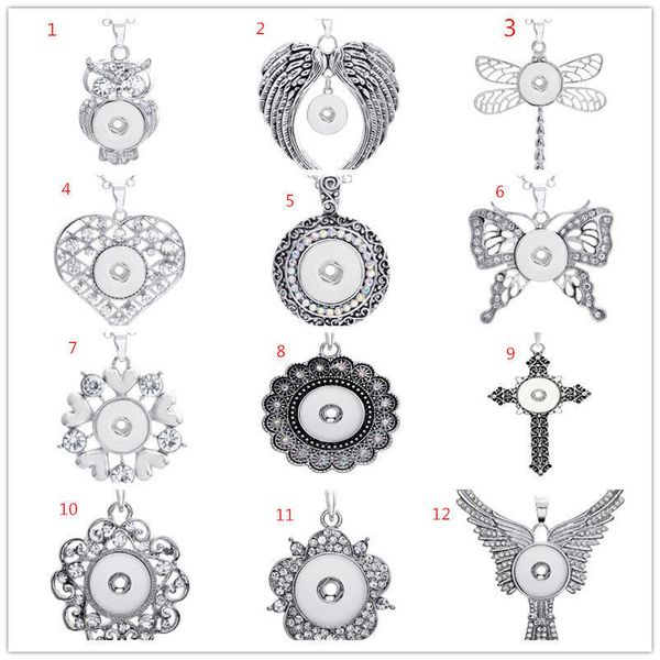 

fashion ginger snap jewelry pendant with silver women chain fit 18mm diy snaps charm (50 style choose