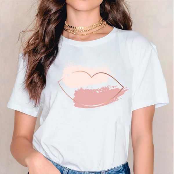 

women t shirts womens kiss lip watercolor love fashion graphic t 90s summer autumn print lady shirt female tee shirt, White