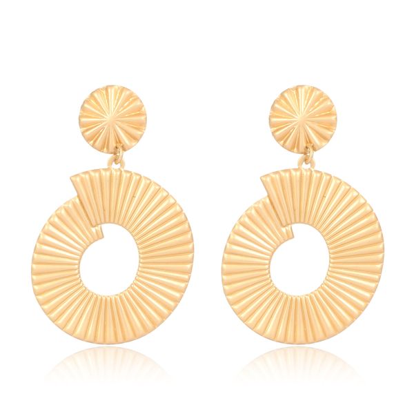 

star's same earrings women's national style geometric texture alloy earrings, Golden;silver