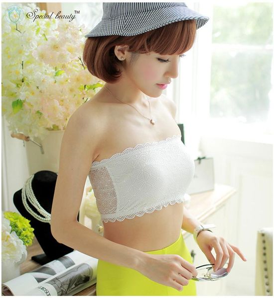 

special beauty super beautiful lattices printing lace no shoulder straps no sense trace sweet lovely tube, Black;white