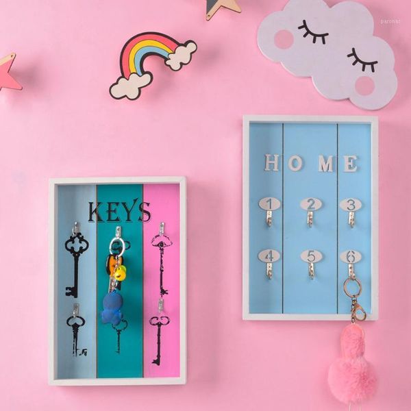 

hooks & rails 2021 wall mounted key holder wooden hanger with 6 hook home ornaments