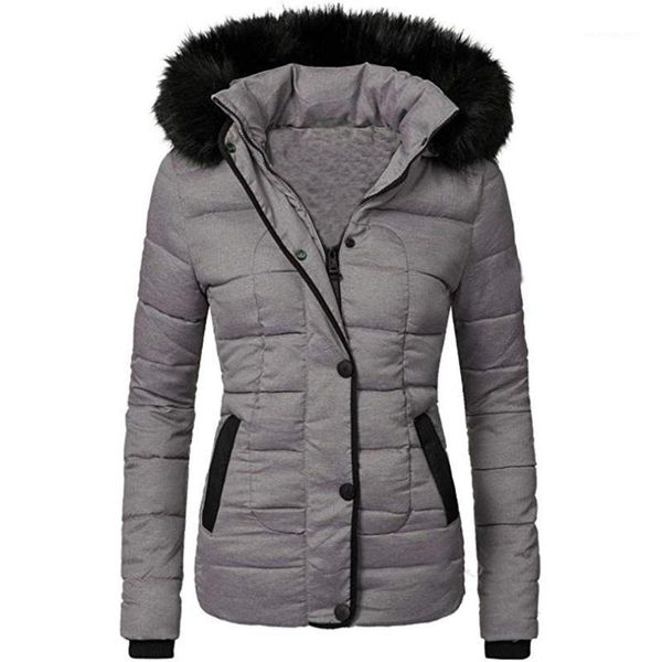 

women's down & parkas cotton padded jacket women plain 2021 autumn winter outwear outfits long sleeve causal female hoodies overcoats, Black