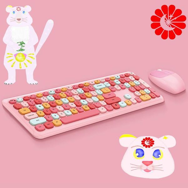 

cute pink girl 2.4g wireless keyboard and mouse set notebook deskuniversal wireless keyboard and mouse combos