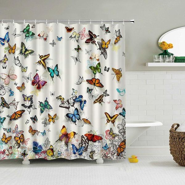 

shower curtains colorful butterfly feathers 3d bathroom curtain with hooks waterproof 180x240 polyester cloth decoration screen
