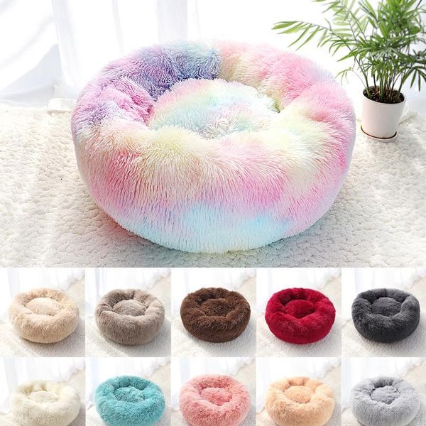 

pet dog bed warm fleece round dog kennel house long plush winter pets dog beds for medium large dogs cats s sqcugk