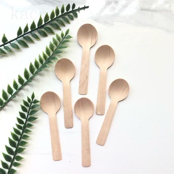 

spoons disposable wooden spoon mini ice cream wood dessert scoop western wedding party tableware kitchen accessories tool 20pcs
