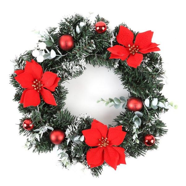 

decorative flowers & wreaths christmas wreath with battery powered led light string front door hanging garland holiday xmas home decorations