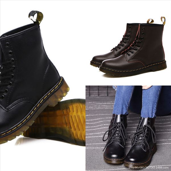 

e5gar mens womensdr classicdesigner woman snow net boot boot fur leather ankle doc combat martins smooth leather lady winter couple boots, Black