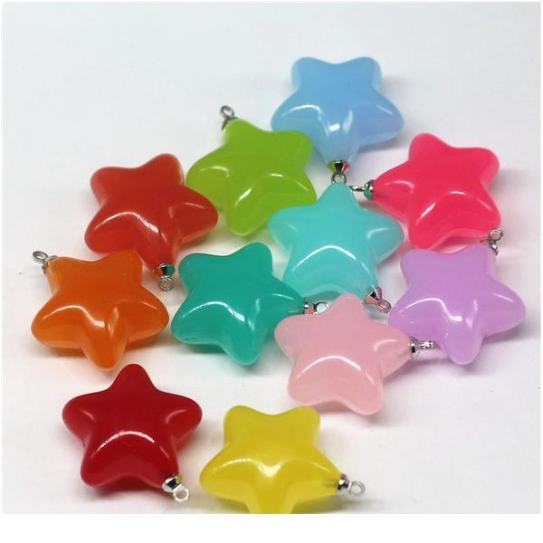 

10pcs/lot 23 x24 mm acylic five-point star charms beads for diy earrings pendant keychain handmade jewelry making diy bbyshc