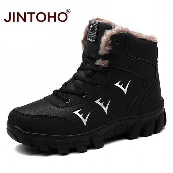 

jintoho мода подлинный бренд мужская лодыжка кожа сапоги мужская зимняя снежная обувь 201128, Black