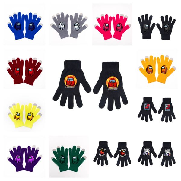 

game among us touch screen gloves warm winter knitted gloves men women mittens full five fingers glove telefingers gloves new e120801, White