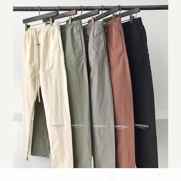 

fear of god essentials track pants fog reflective logo casual lightweight pants trousers men women hip hop streetwear, Black