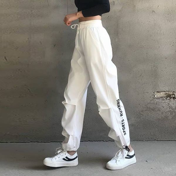 

2021 new letter print jogging sport hare women's pants high drawtring slacks plus size streetwear pant lsoj, Black;white