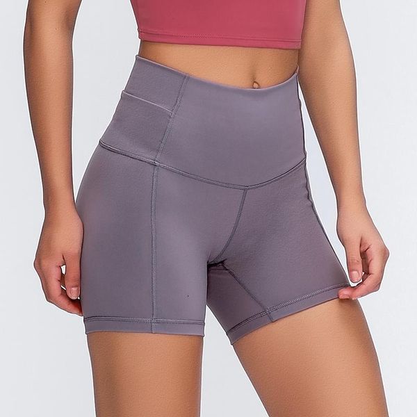 

slim fit high waist yoga sport shorts women plain soft nylon fitness running shorts tummy control workout gym, White;red