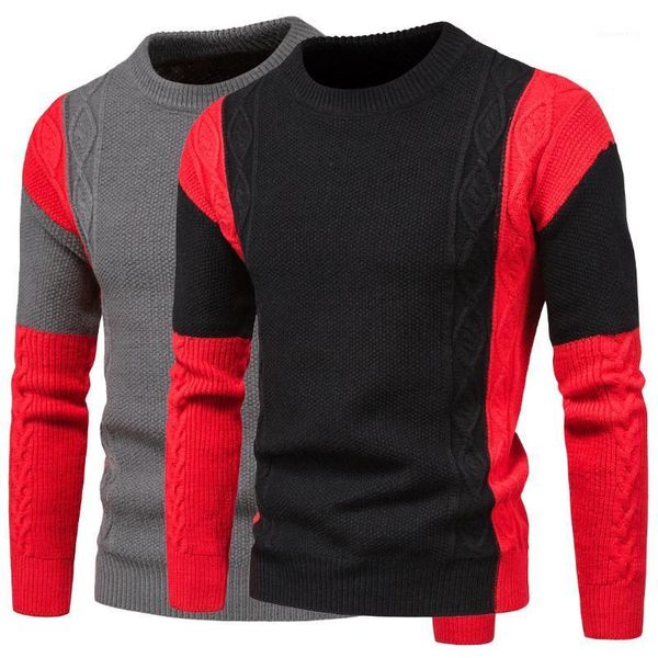 

men's sweaters autumn men's t-shirt pullover crew neck fashion contrast color bottoming sweater1, White;black