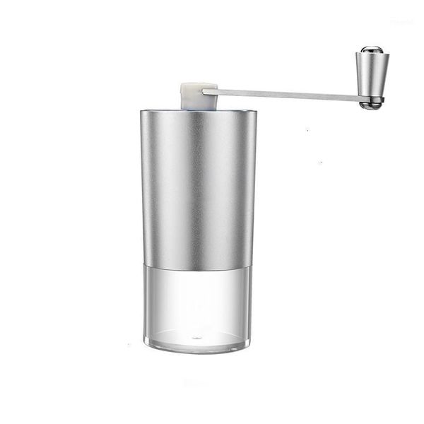 

mini manual coffee grinder with transparent body adjustable ceramic millstone coffee burr mill for home office travelling1