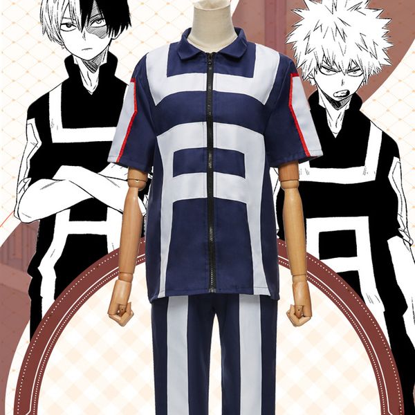 

anime costumes my hero academia boku no hero cosplay costume men women school uniform sport suit tshirt pants izuku midoriya todoroki shouto, Black