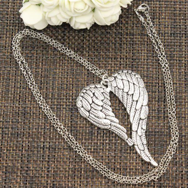 

tibetan silver color pendant angel wings choker charm short long diy necklace factory price handmade jewelry d1g3